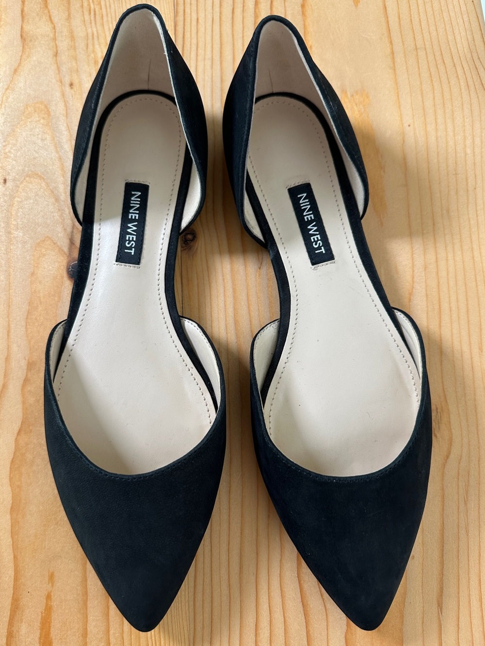 Nine West Starship Ballet Flats Black Pointed Toe Leather Size 7.5 - Picture 5 of 13